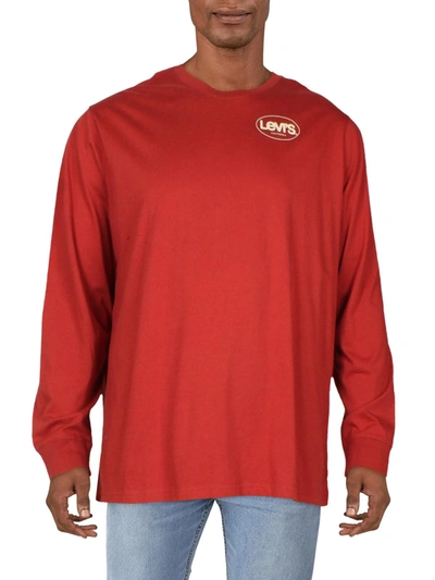 Shop Levi's Mens Cotton Long Sleeves T-shirt In Red
