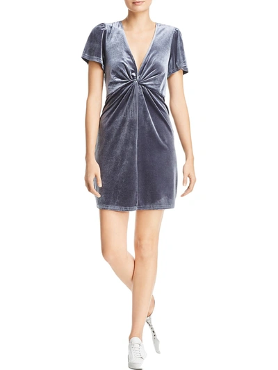 Shop Aqua Womens Velvet Knot-font Mini Dress In Blue
