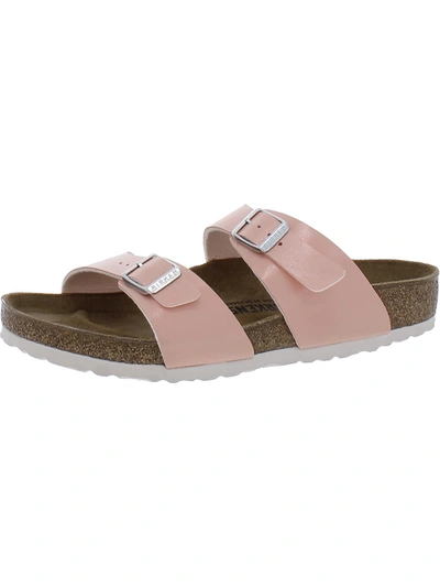 Shop Birkenstock Sydney Bs Womens Faux Leather Double Strap Slide Sandals In Pink