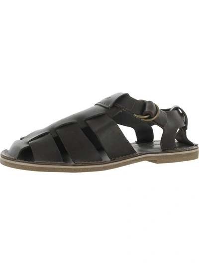 Shop Cole Haan Mens Faux Leather Flat Flatform Sandals In Black