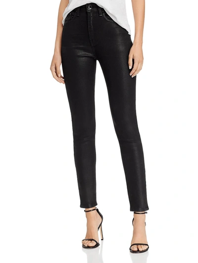 Shop Rag & Bone Nina Womens High Rise Coated Skinny Jeans In Black
