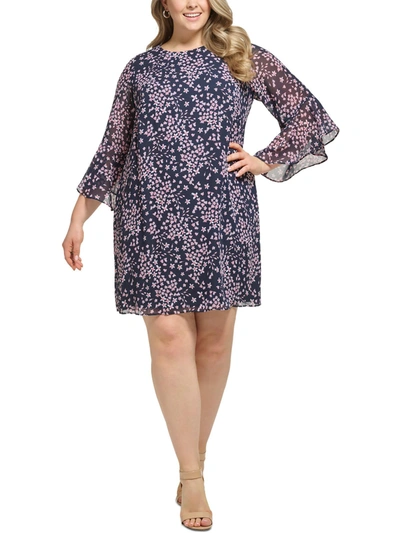 Shop Jessica Howard Plus Womens Floral Knee Length Midi Dress In Purple