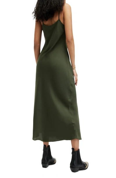 Allsaints Bryony V-neck Midi Slip Dress In Forest Green