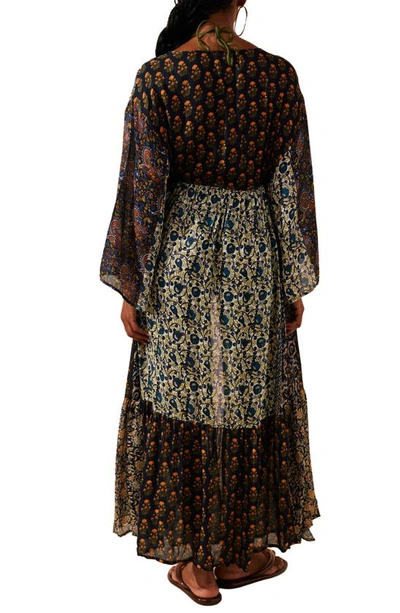 Shop Free People Bombay Mixed Print Maxi Wrap In Navy Combo