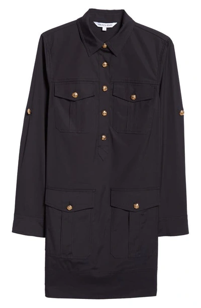 Shop Veronica Beard Saude Long Sleeve Cargo Shirtdress In Black