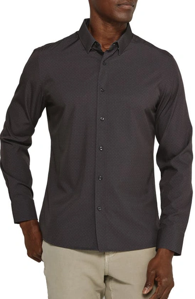 Shop 7 Diamonds Niall Geometric Print Performance Button-up Shirt In Black