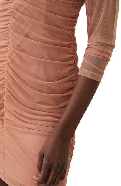 Shop French Connection Toni Ruched Body-con Dress In Mocha Mousse