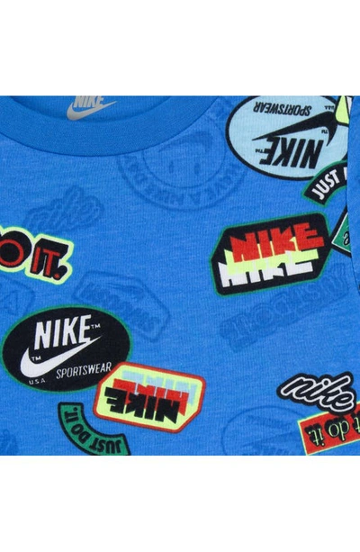 Shop Nike Kids' T-shirt & Sweat Shorts Set In Blue/black