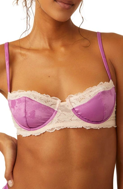 Shop Free People Intimately Fp Spring Fling Lace & Jacquard Underwire Bra In Radient Orchid Combo