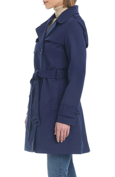 Shop Kate Spade Water Resistant Double Breasted Trench Coat In Squid Ink