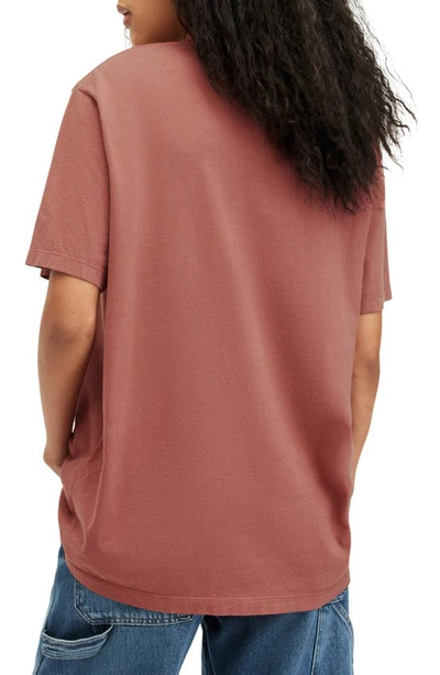 Shop Allsaints Pippa Embroidered Logo T-shirt In Rich Pink