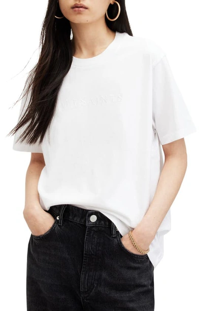 Shop Allsaints Pippa Embroidered Logo T-shirt In White