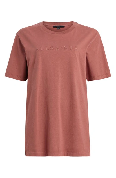 Shop Allsaints Pippa Embroidered Logo T-shirt In Rich Pink