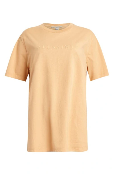Shop Allsaints Pippa Embroidered Logo T-shirt In Oak Yellow