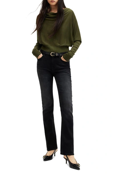 Shop Allsaints March Merino Wool Cowl Neck Sweater In Forest Green