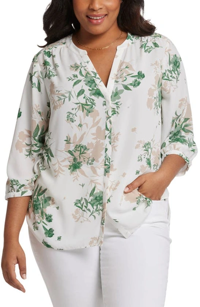 Shop Nydj Semisheer Pintuck Blouse In Alicia Glen