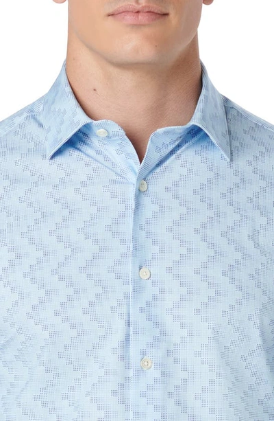 Shop Bugatchi Miles Ooohcotton® Pin Check Short Sleeve Button-up Shirt In Sky