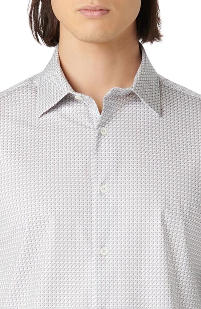 Shop Bugatchi James Ooohcotton® Geometric Print Button-up Shirt In Cement
