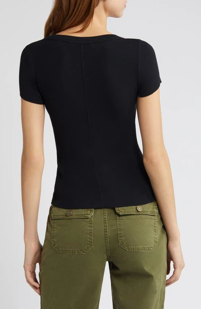 Frame Rib Baby Tee Jersey Top In Black