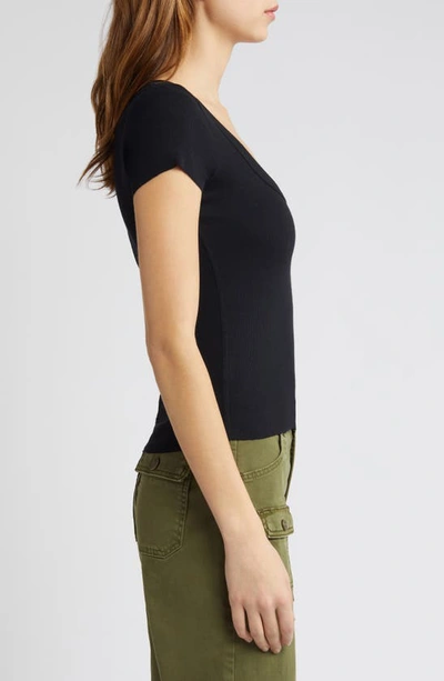 Frame Rib Baby Tee Jersey Top In Black