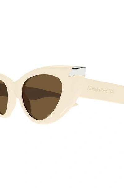Shop Alexander Mcqueen 50mm Cat Eye Sunglasses In Ivory