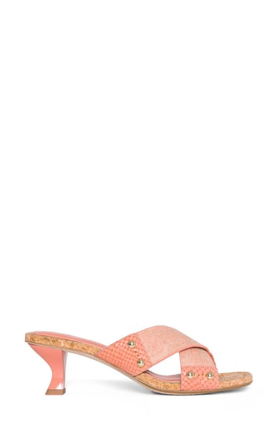 Donald Pliner Cross Strap Kitten Heel Slide Sandal In Coral