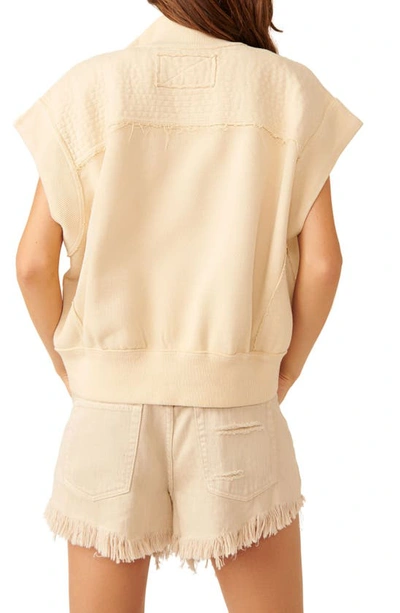 Shop Free People Tolly Cotton Fleece Short Sleeve Jacket In Bleached Sand