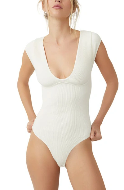 Free People Meg Rib Bodysuit In Ivory