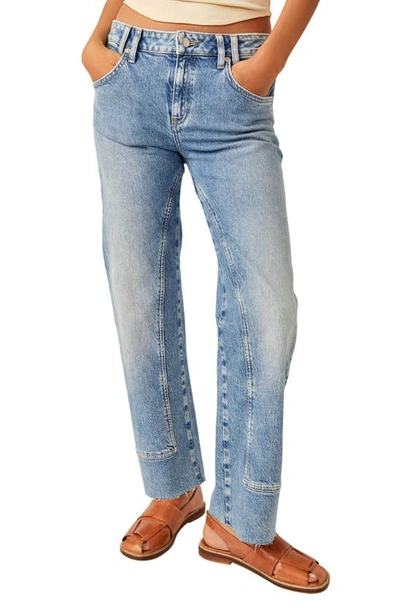 Shop Free People Risk Taker Raw Hem Straight Leg Jeans In Mantra