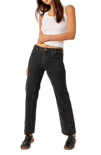 Free People Risk Taker Raw Hen Straight Leg Jeans In Main Squeeze