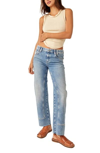 Shop Free People Risk Taker Raw Hem Straight Leg Jeans In Mantra