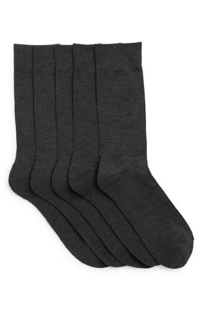 Shop Nordstrom Rack Cushioned 5-pack Crew Socks In Charcoal Heather