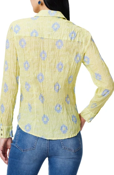 Shop Nic + Zoe Medallion Print Cotton Shirt In Yellow Multi
