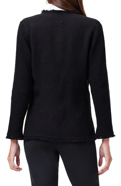 Shop Nic + Zoe Fringe Knit Jacket In Black Onyx