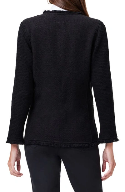 Nic + Zoe Fringe Knit Jacket In Black Onyx