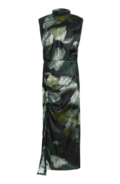Shop Allsaints Isa Appalachian Abstract Print Sleeveless Sheath Dress In Khaki Green