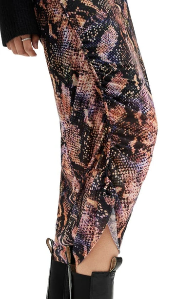 Shop Allsaints Nora Tahoe Snakeskin Print Skirt In Tan Brown