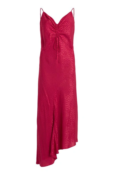 Shop Allsaints Alexia Heart Jacquard Asymmetric Slipdress In Berry Pink