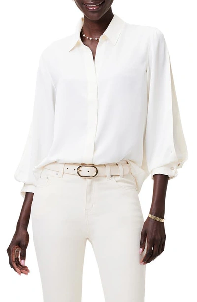 Shop Nic + Zoe Satin Chiffon Button-up Shirt In Classic Cream