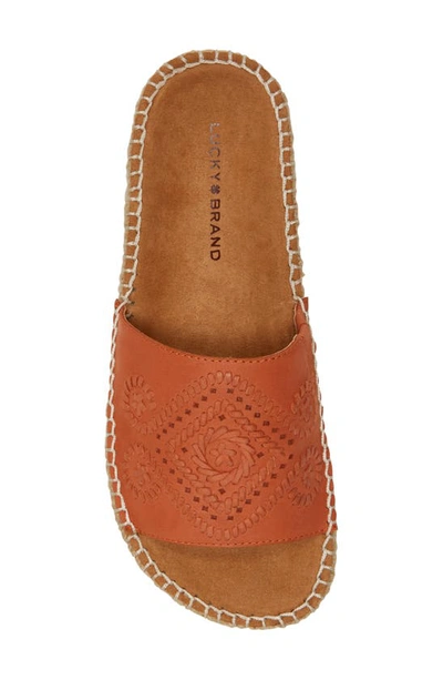 Shop Lucky Brand Lemana Espadrille Platform Slide Sandal In Brick Orange Icarus