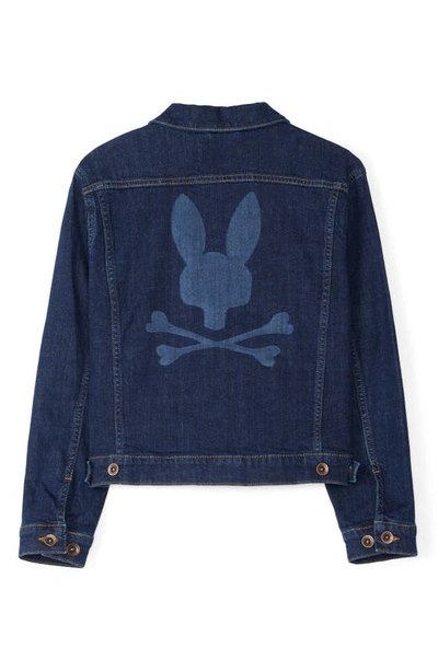 Shop Psycho Bunny Kids' Pathe Denim Trucker Jacket In Dark Blue
