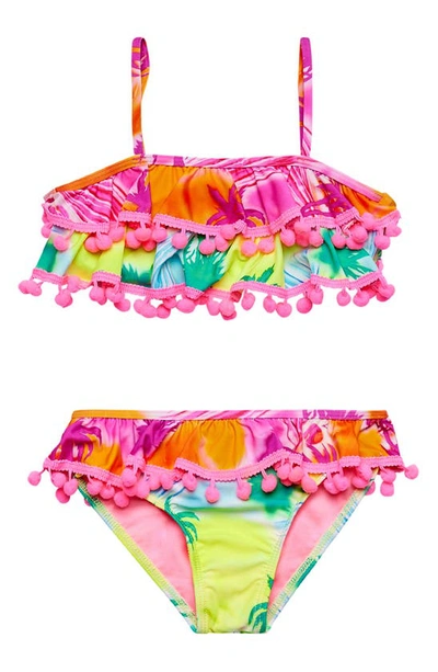 Shop Beach Lingo Kids' Ruffle Two-piece Swimsuit In Pink Multi
