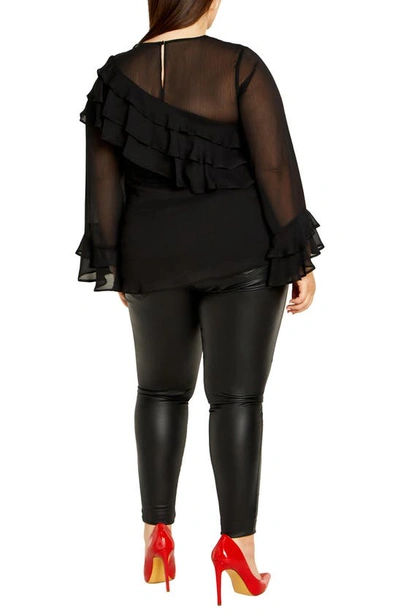Shop City Chic Rosa Corsage Ruffle Top In Black