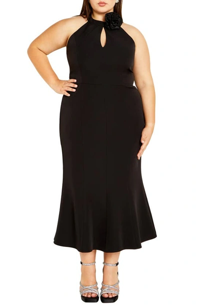 Shop City Chic Iliana Keyhole Sleeveless Dress In Black
