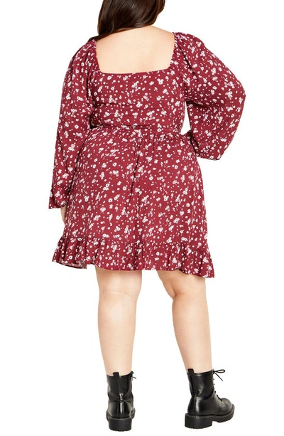 Shop City Chic Lia Floral Long Sleeve Minidress In Retro Ditsy