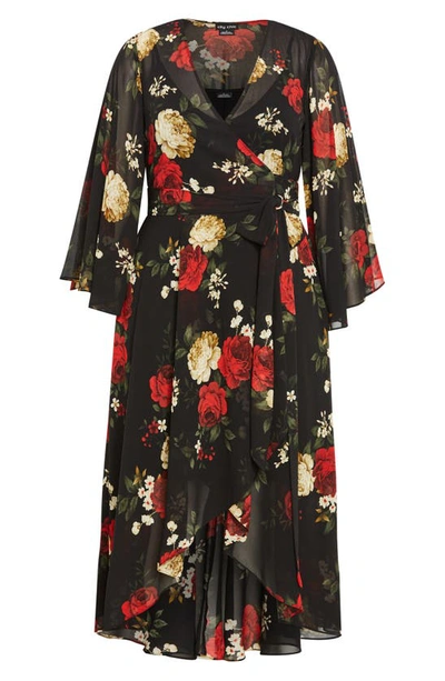 Shop City Chic Julissa Floral Chiffon High-low Dress In Bliss Floral