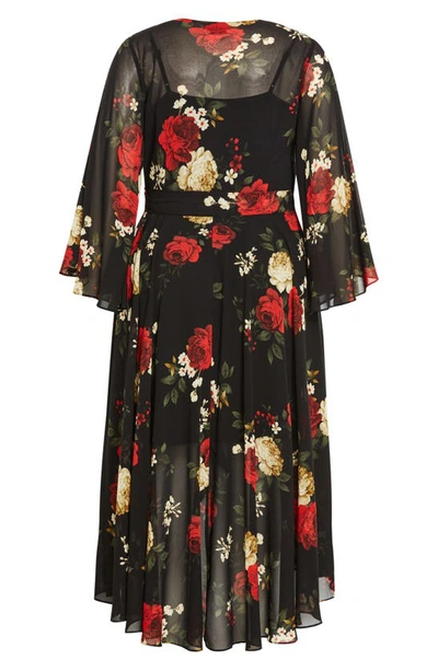 Shop City Chic Julissa Floral Chiffon High-low Dress In Bliss Floral