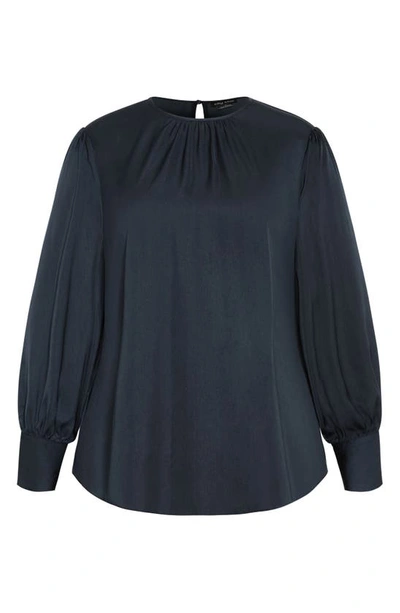 Shop City Chic Aaliyah Puff Shoulder Top In Steel Blue