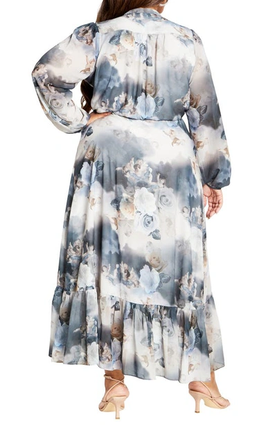 Shop City Chic Rylie Long Sleeve Faux Wrap Maxi Dress In Ethereal Rose