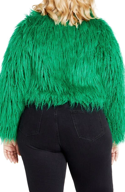 Shop City Chic Blakely Faux Fur Crop Jacket In Jelly Bean